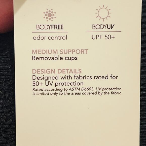 Calia Square Neck Bikini Swimsuit Top Womens XL Black UPF 50 Removable Pads - Picture 7 of 9